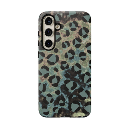 Moody Watercolor Leopard Print Tough Samsung Galaxy Case – Earthy Abstract Pattern with Dual-Layer Protection