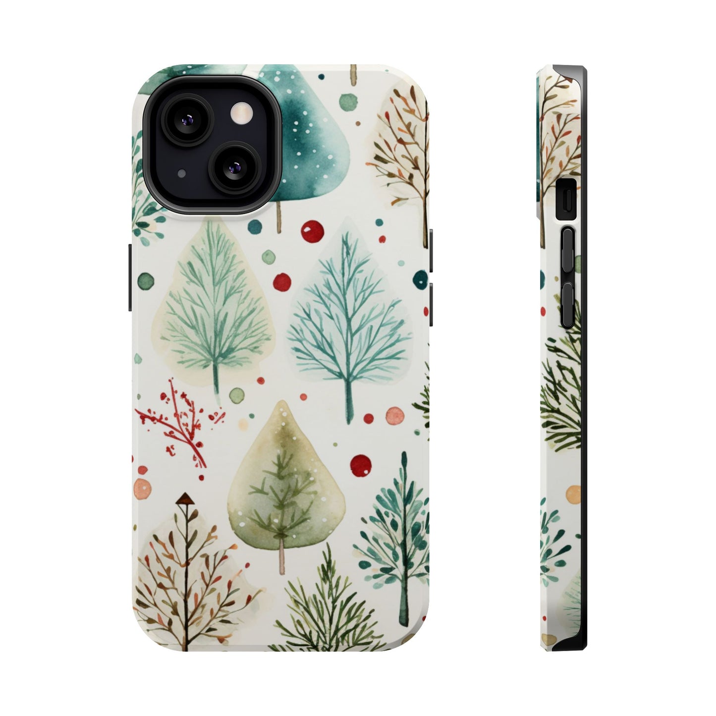 Watercolor Winter Trees MagSafe iPhone Case – Nature-Inspired, Holiday Theme Protective Cover