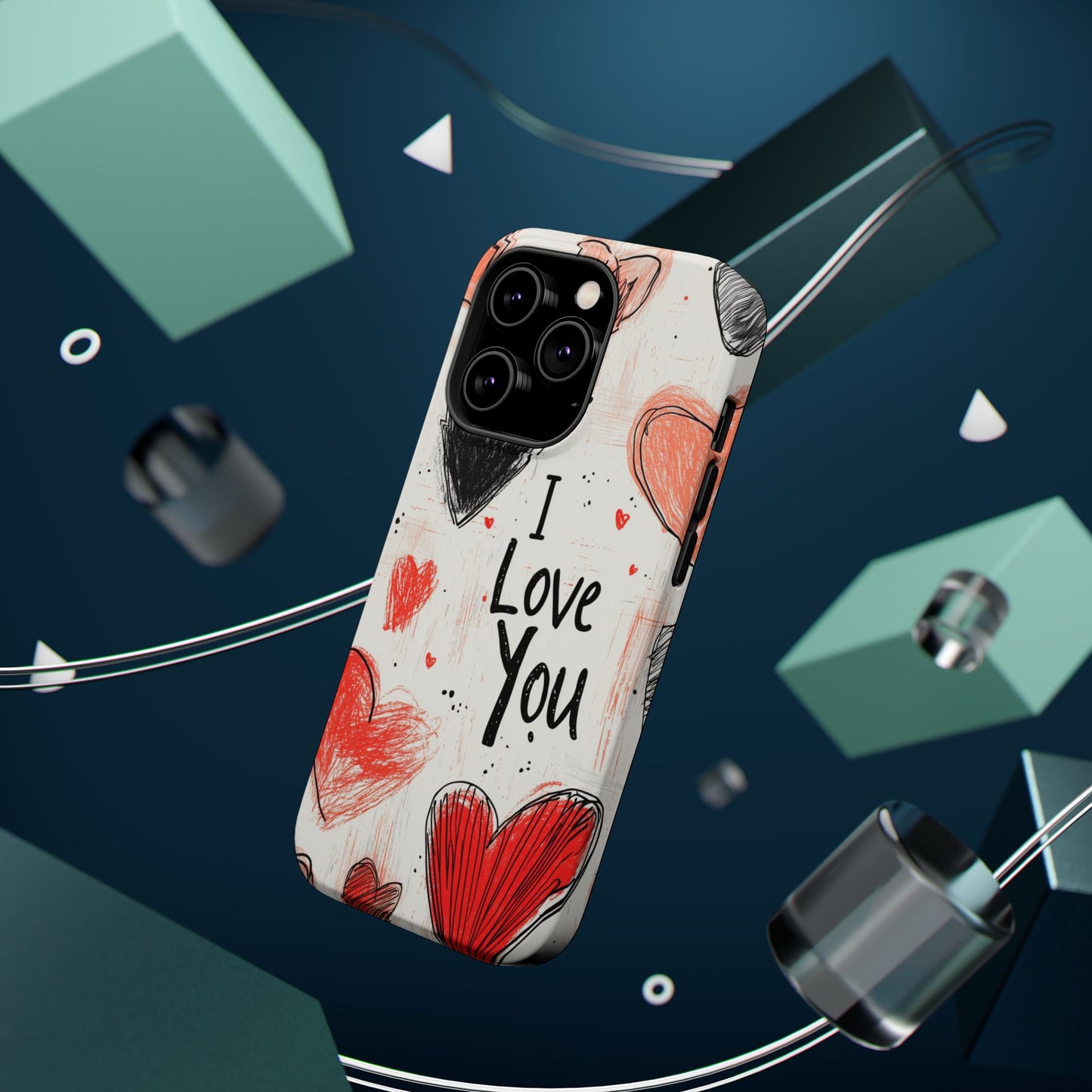 Romantic "I Love You" Heart Sketch - MagSafe Compatible Case