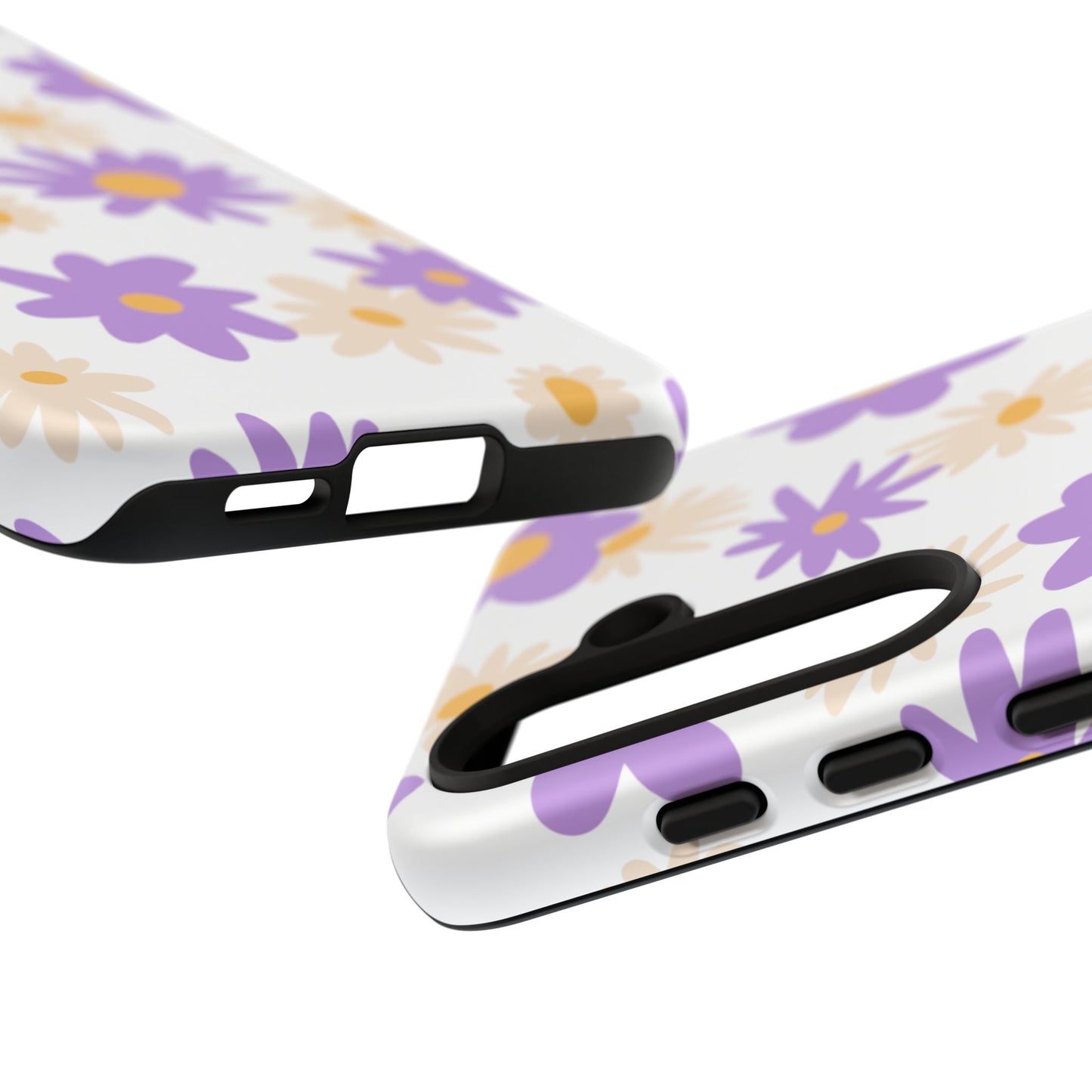 Retro Daisy Flower Samsung Galaxy Case – Pastel Purple & Cream Floral Design with Matte Finish