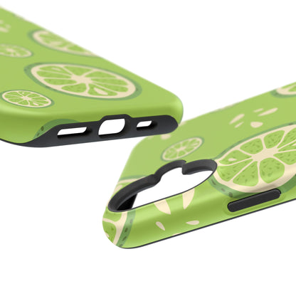 Zesty Lime Splash Tough MagSafe iPhone Case – Fresh Citrus Design, Dual-Layer Protection