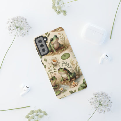 Cute Frogs Phone Case - Pond Pals Frolic - Charming Frog Lily Pad Phone Case for iPhone, Google & Samsung! Great Gift For Any Frog Lover!