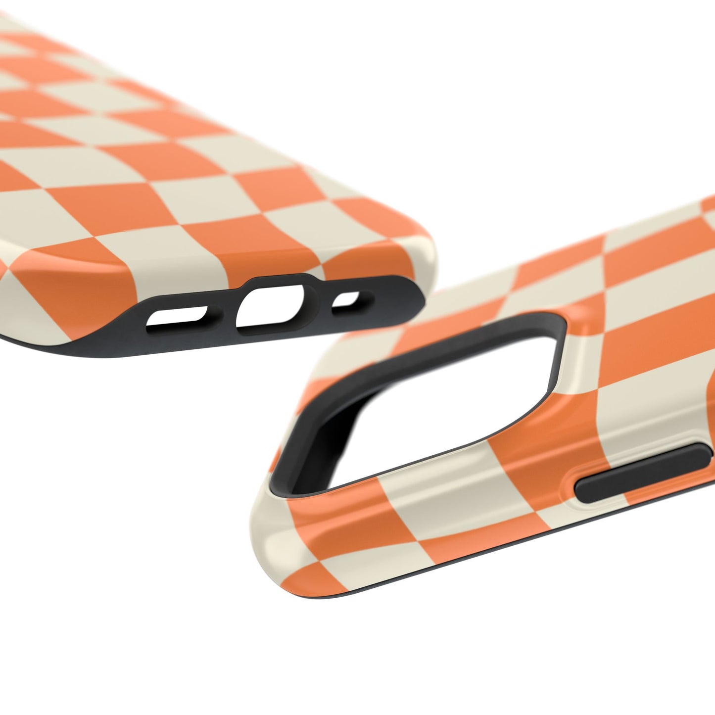 Wavy Retro Checkerboard MagSafe iPhone Case – Shockproof, Matte Finish, Dual-Layer Protection