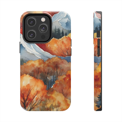 Autumn Mountain Forest Watercolor - iPhone Case