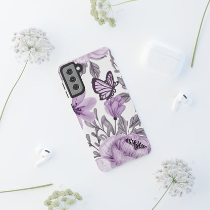 Lavender Bloom Butterfly Samsung Galaxy Case – Delicate Floral Design with Watercolor Details