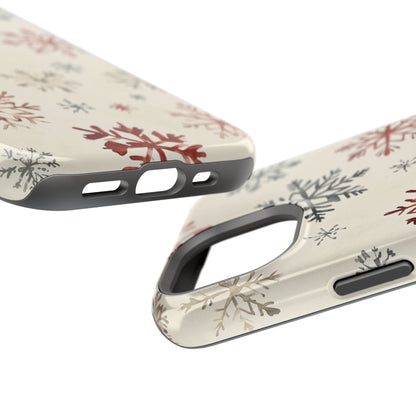 Vintage Red and Gray Snowflake Pattern – MagSafe iPhone Series Case