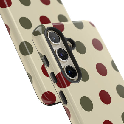 Red & Green Polka Dots on Cream – Samsung Galaxy Case