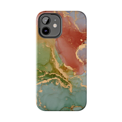 Emerald Orange Marble iPhone Case - Green Marble Case with Luxe Gold Swirls