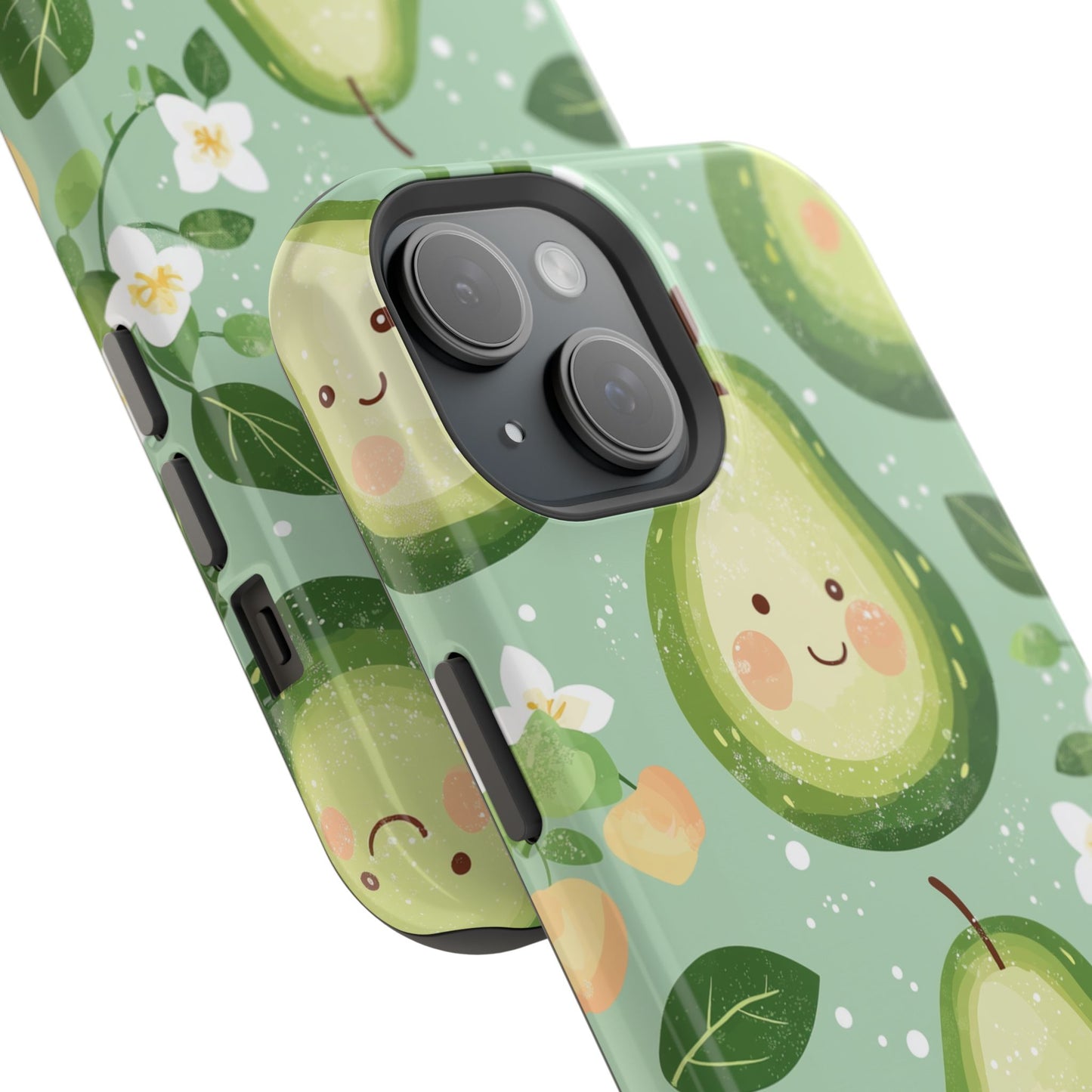 Smiling Avocados Tough MagSafe iPhone Case – Cute Avocado Design, Dual-Layer Protection