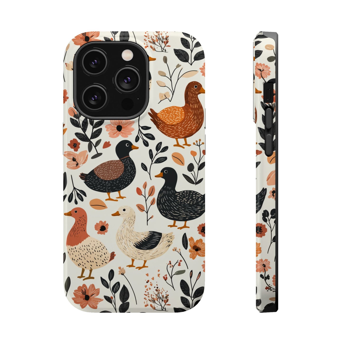 MagSafe iPhone Case: Vintage Duck – Floral & Leaf Design