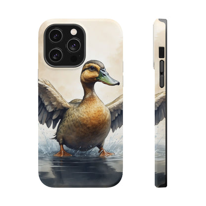 Graceful Duck in Watercolor Scene - MagSafe iPhone Case