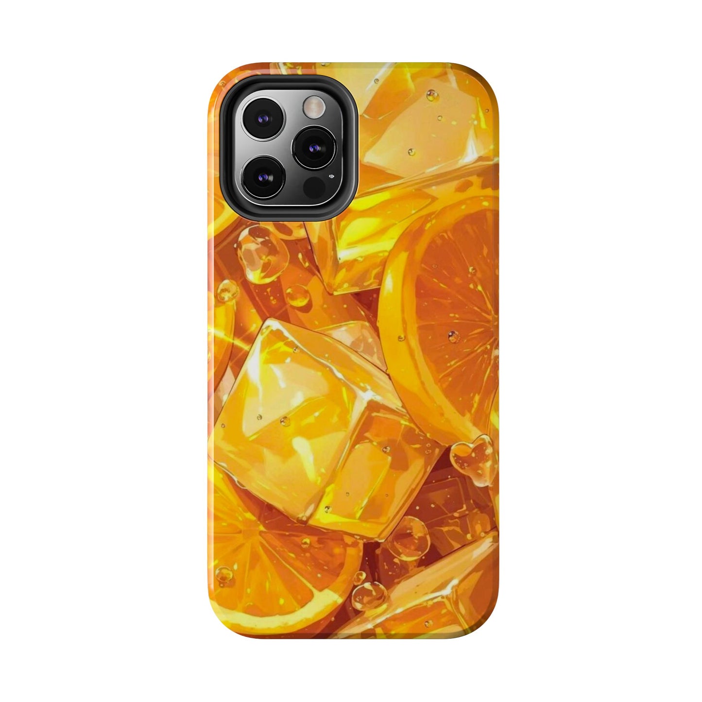 Citrus Splash iPhone Case – Bright Orange Slices & Ice, Dual-Layer Protection