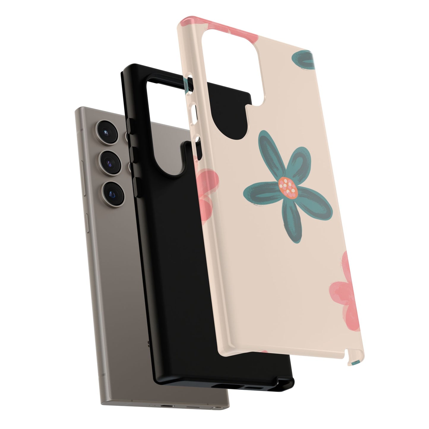 Vintage Floral Tough Samsung Galaxy Case – Soft Matte Finish with Dual-Layer Protection