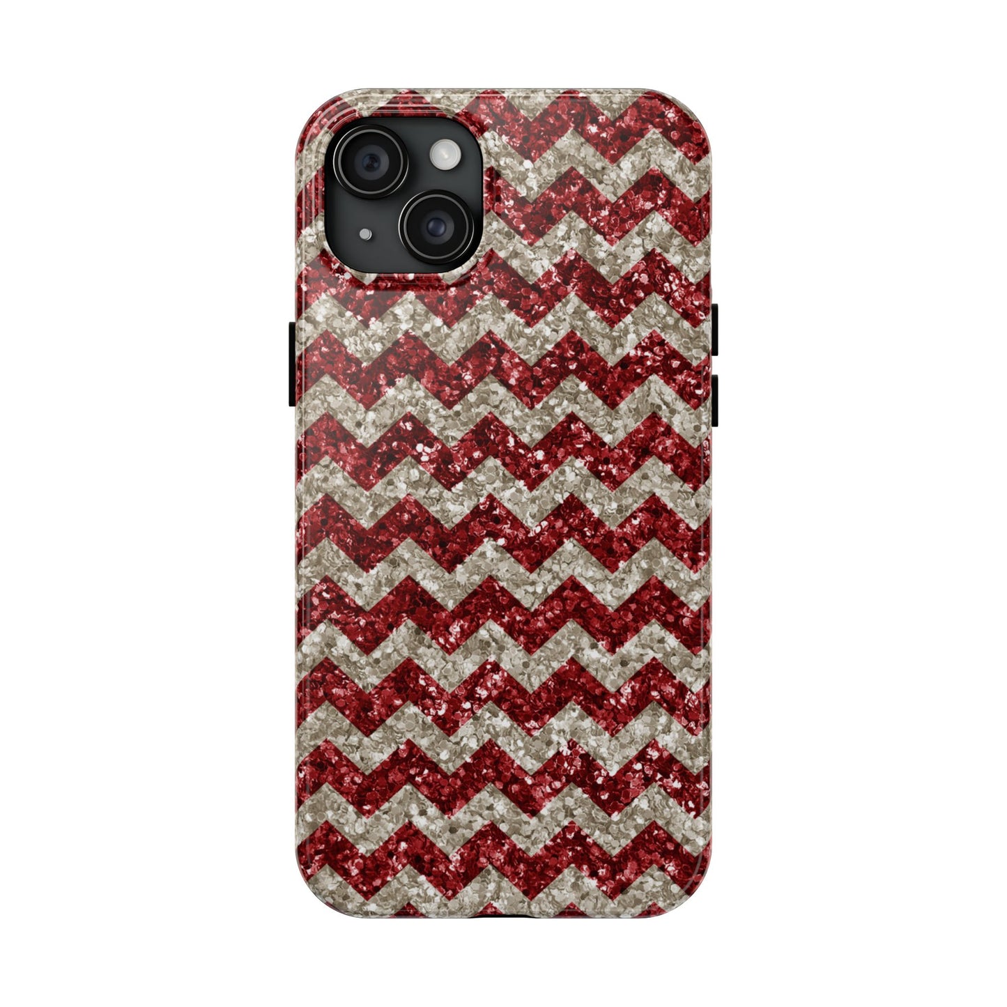 Sparkling Red & White Chevron – Glitter Illusion iPhone Case