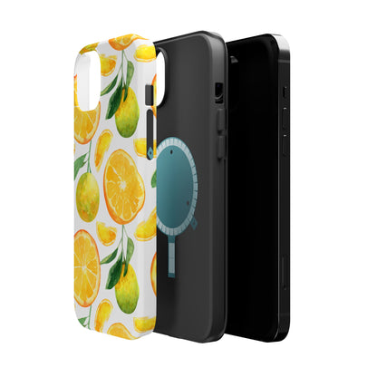 Sunny Citrus Grove Tough MagSafe iPhone Case – Watercolor Orange Design, Dual-Layer Protection