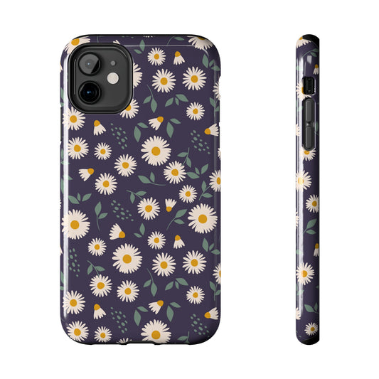 Midnight Daisy iPhone Case – Dark Navy Floral Design, Slim and Protective - BOGO Cases