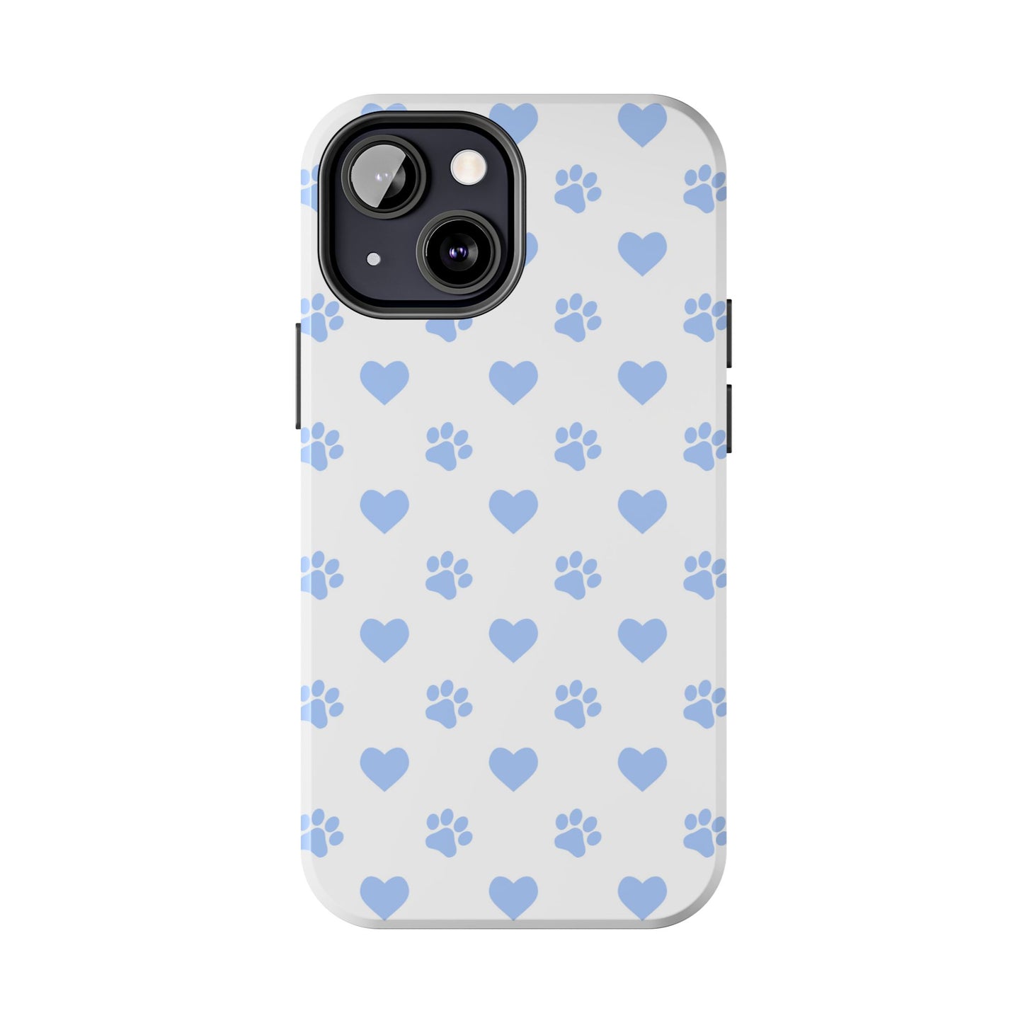 iPhone Case - Blue Paw Print & Heart Design