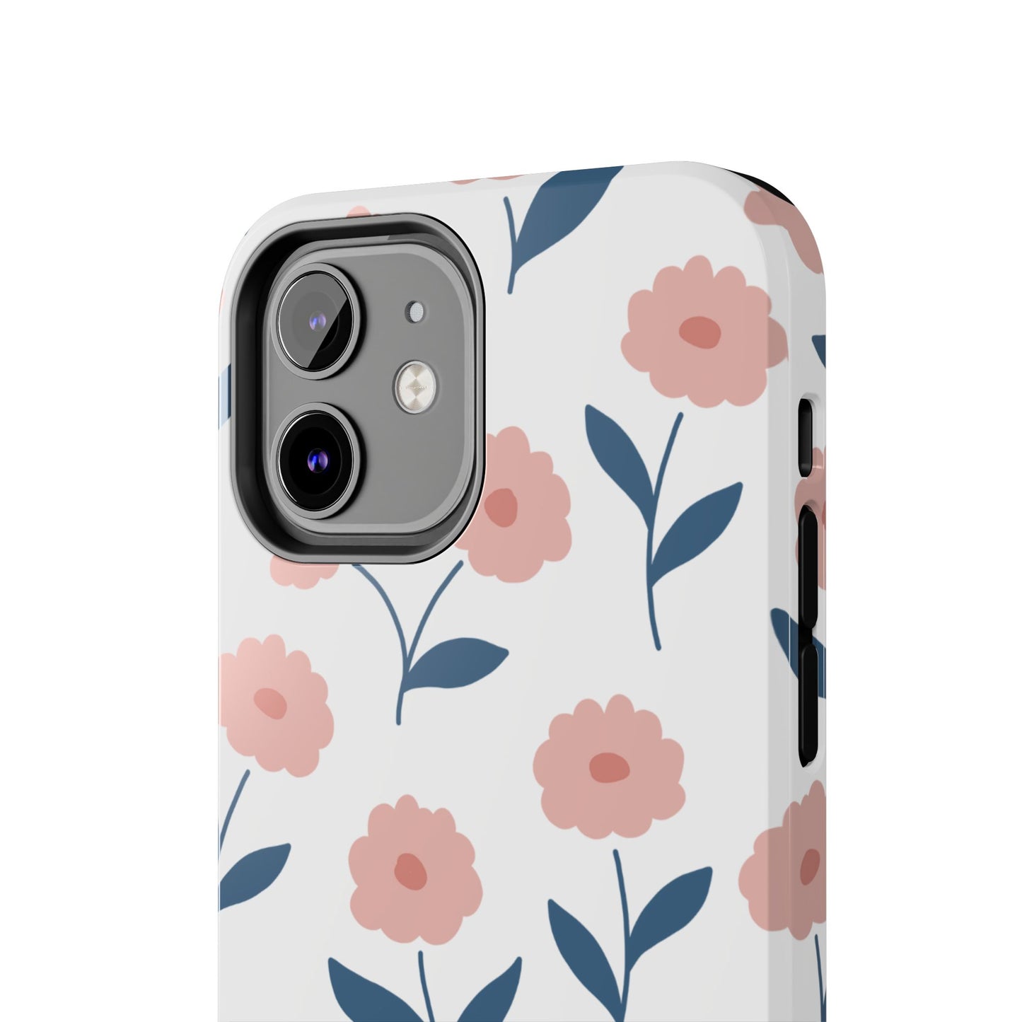 Playful Pink Floral Tough iPhone Case – Soft Pastel Design, Slim & Shockproof