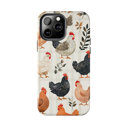 iPhone Case: Vintage Chicken & Leaves – Farmhouse Style Case