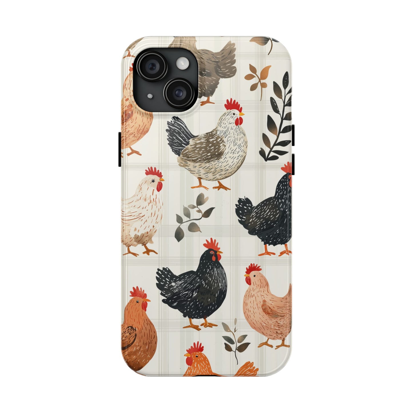 iPhone Case: Vintage Chicken & Leaves – Farmhouse Style Case