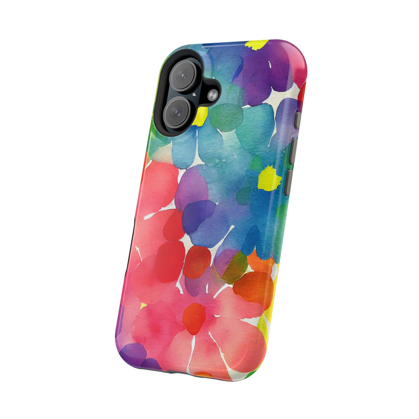 Rainbow Bloom Watercolor MagSafe iPhone Case – Slim Design, Glossy Finish