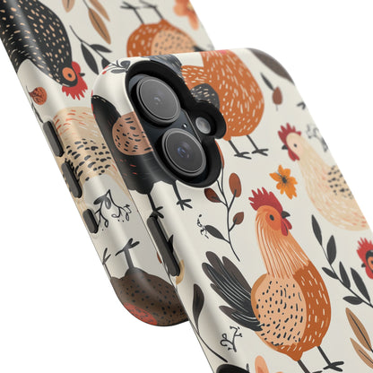 MagSafe iPhone Case: Cluckin' Vintage – Chickens & Leaves