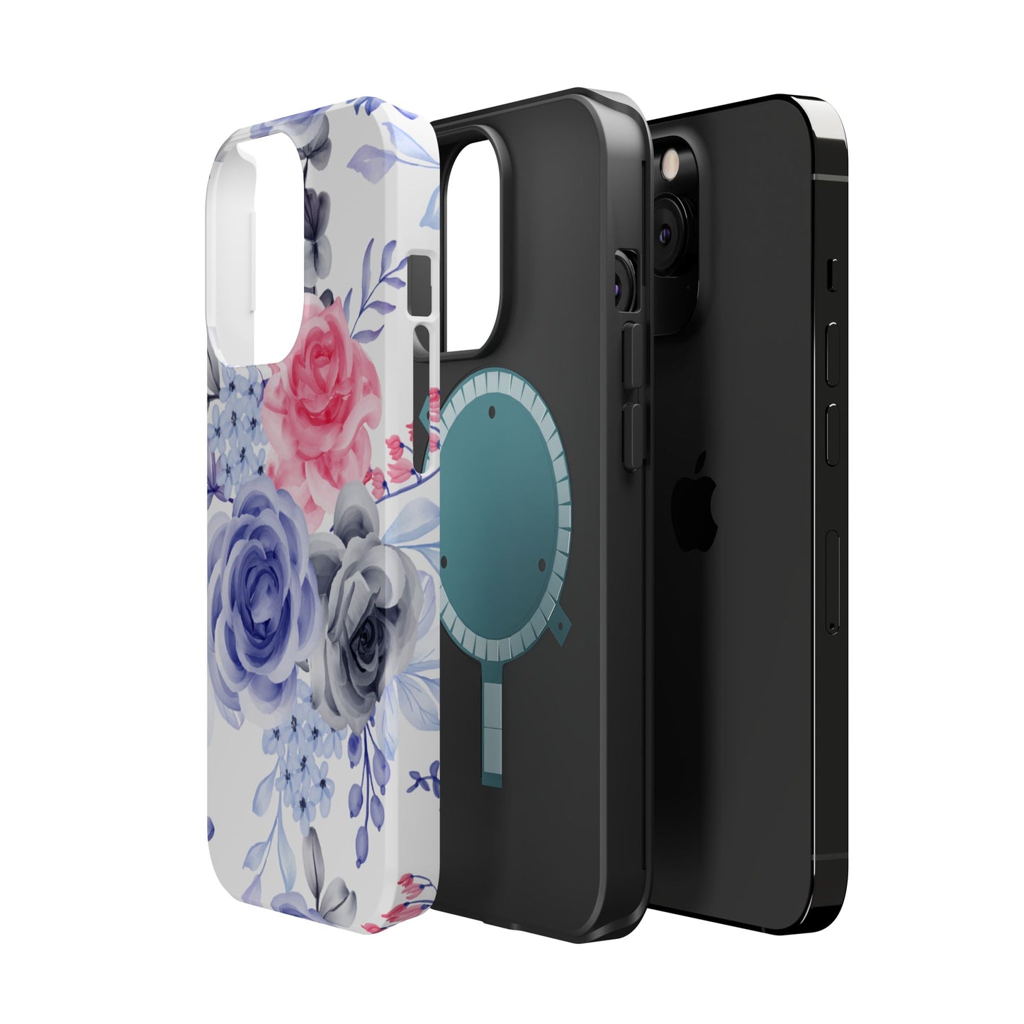 Elegant Blue Floral Watercolor Design – MagSafe iPhone Case