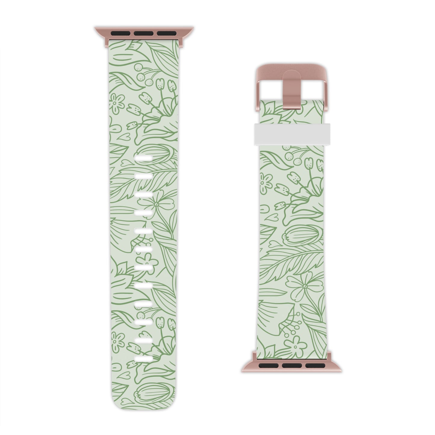  Sage Green Floral Line Art Apple Watch Band