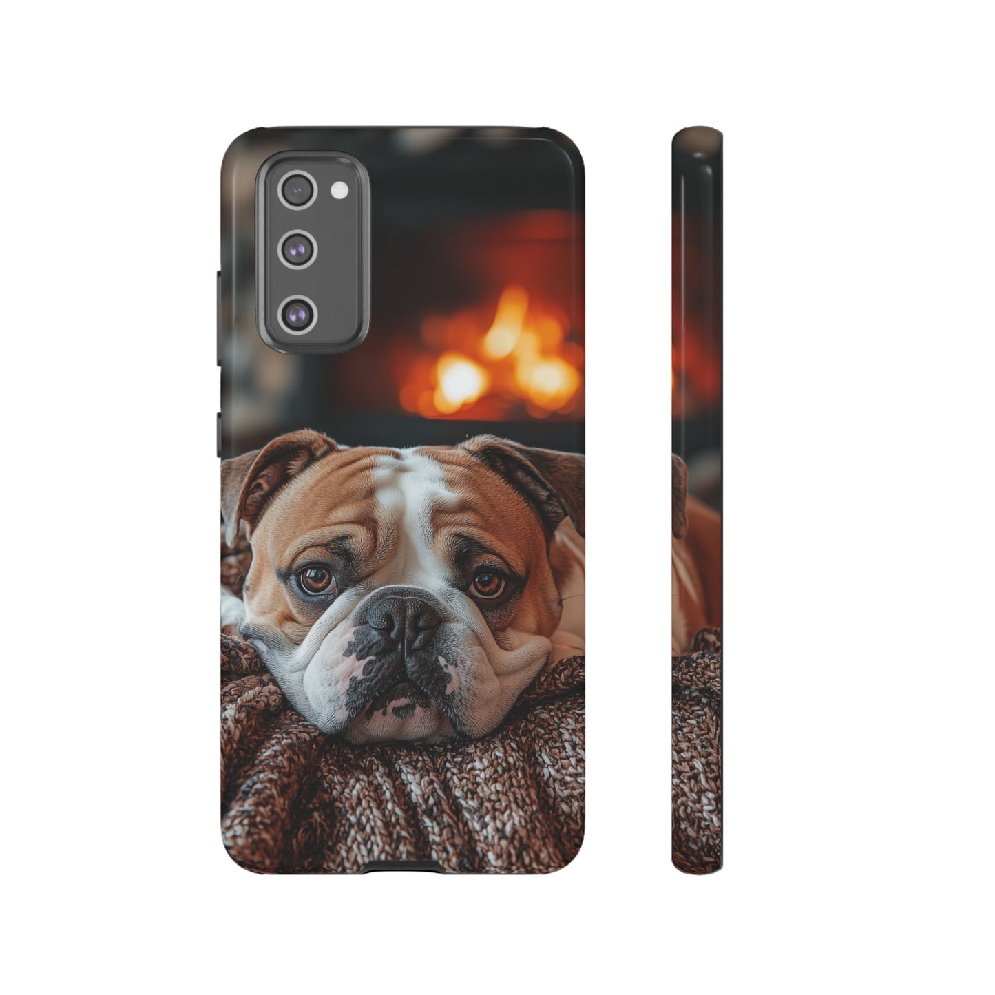 Cozy Bulldog Samsung Galaxy Case – Fireside-Inspired Protective Cover