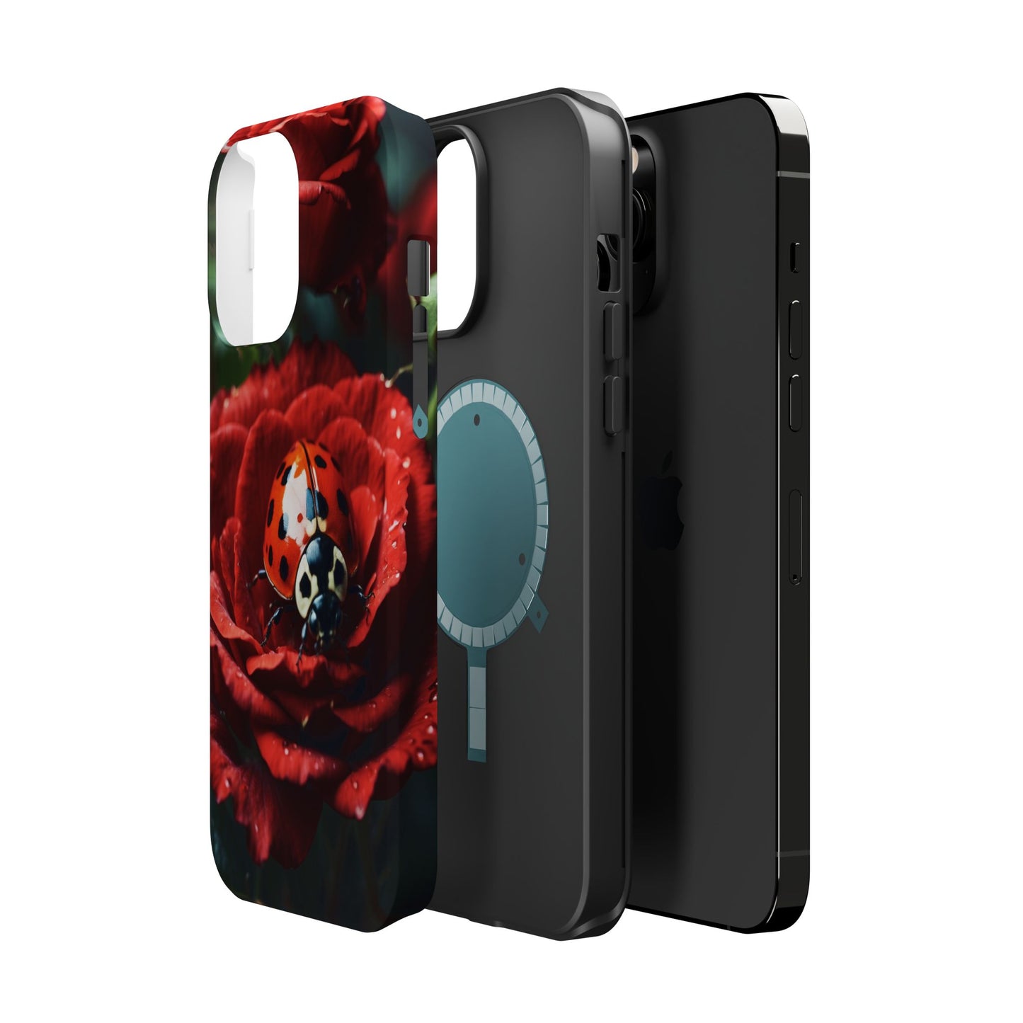 Elegant Rose & Ladybug Charm - MagSafe iPhone Case