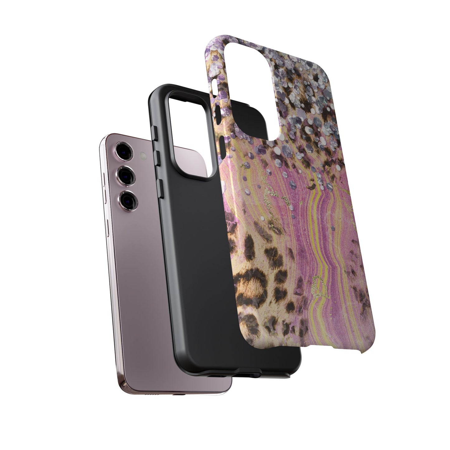 Crystal Glam Leopard - Samsung Galaxy Series Case with Glitter and Gem Accents