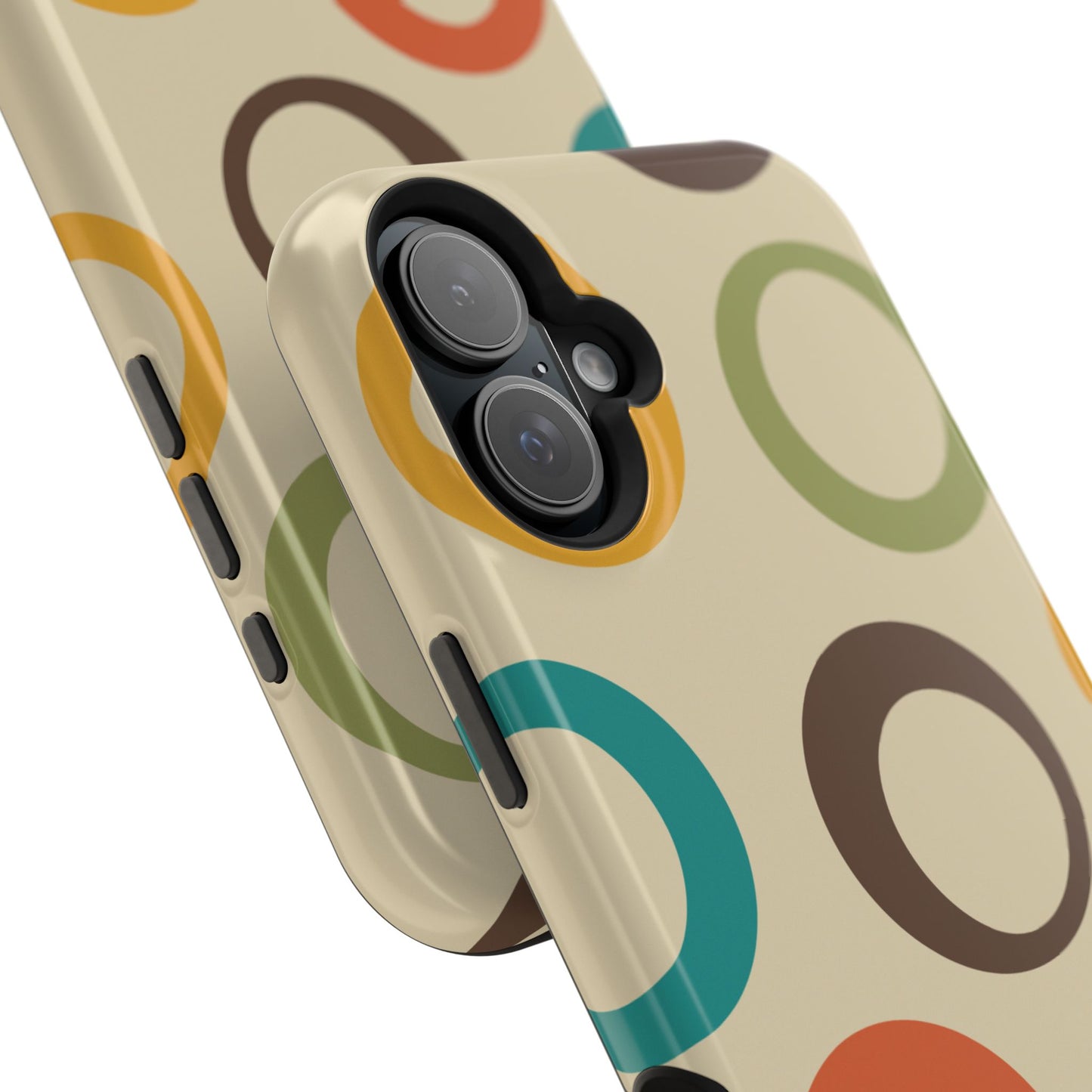 Retro Colorful Rings MagSafe iPhone Case – Shockproof, Matte Finish, Dual-Layer Protection