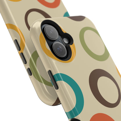 Retro Colorful Rings MagSafe iPhone Case – Shockproof, Matte Finish, Dual-Layer Protection