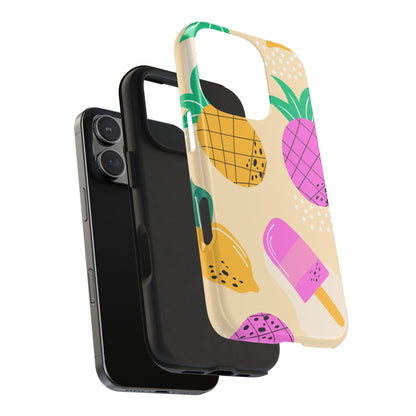 Tropical Pop iPhone Case – Fun Pineapple & Lemon Design with Vibrant Summery Colors