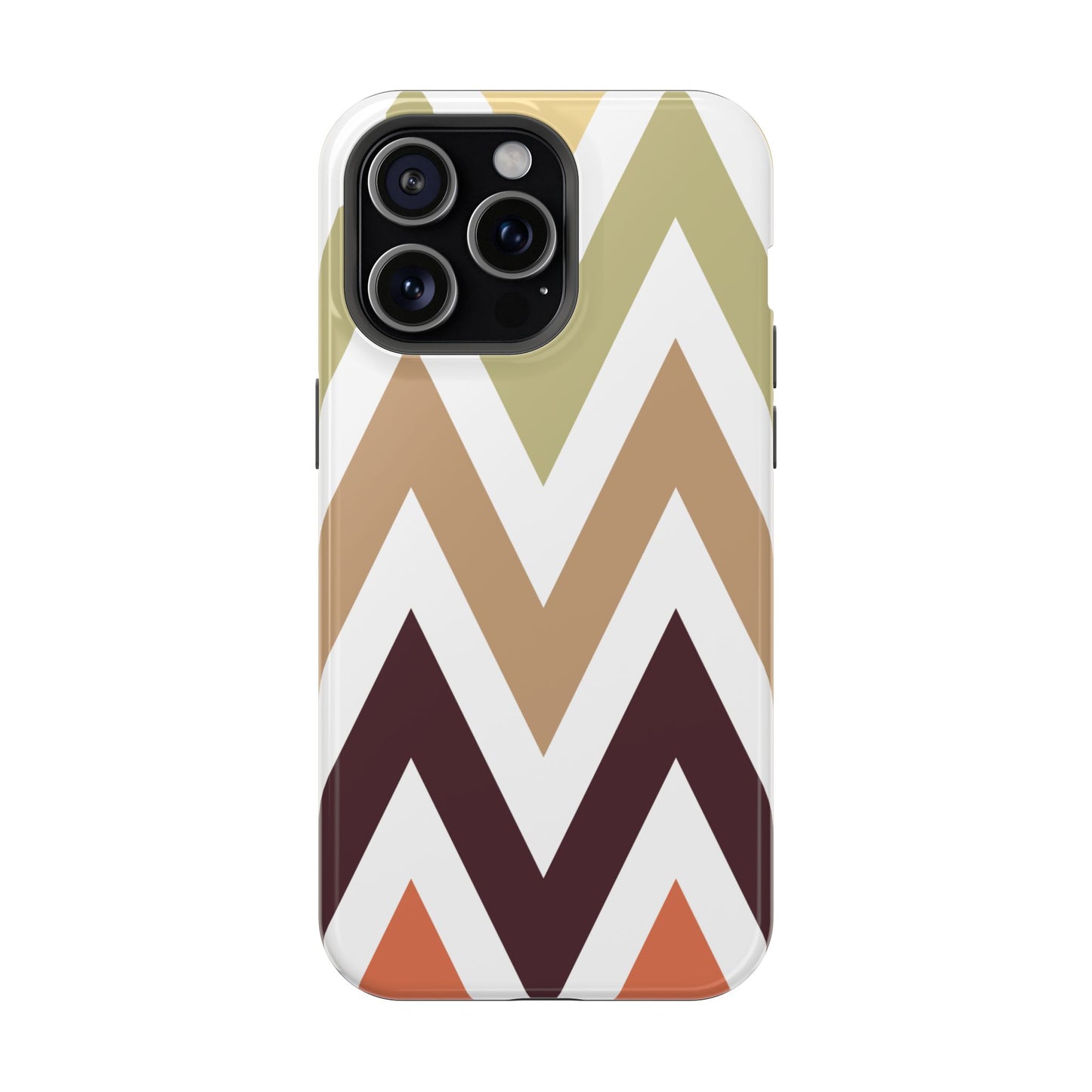 Earthy Chevron MagSafe iPhone Case – Boho-Inspired Design with Dual-Layer Protection