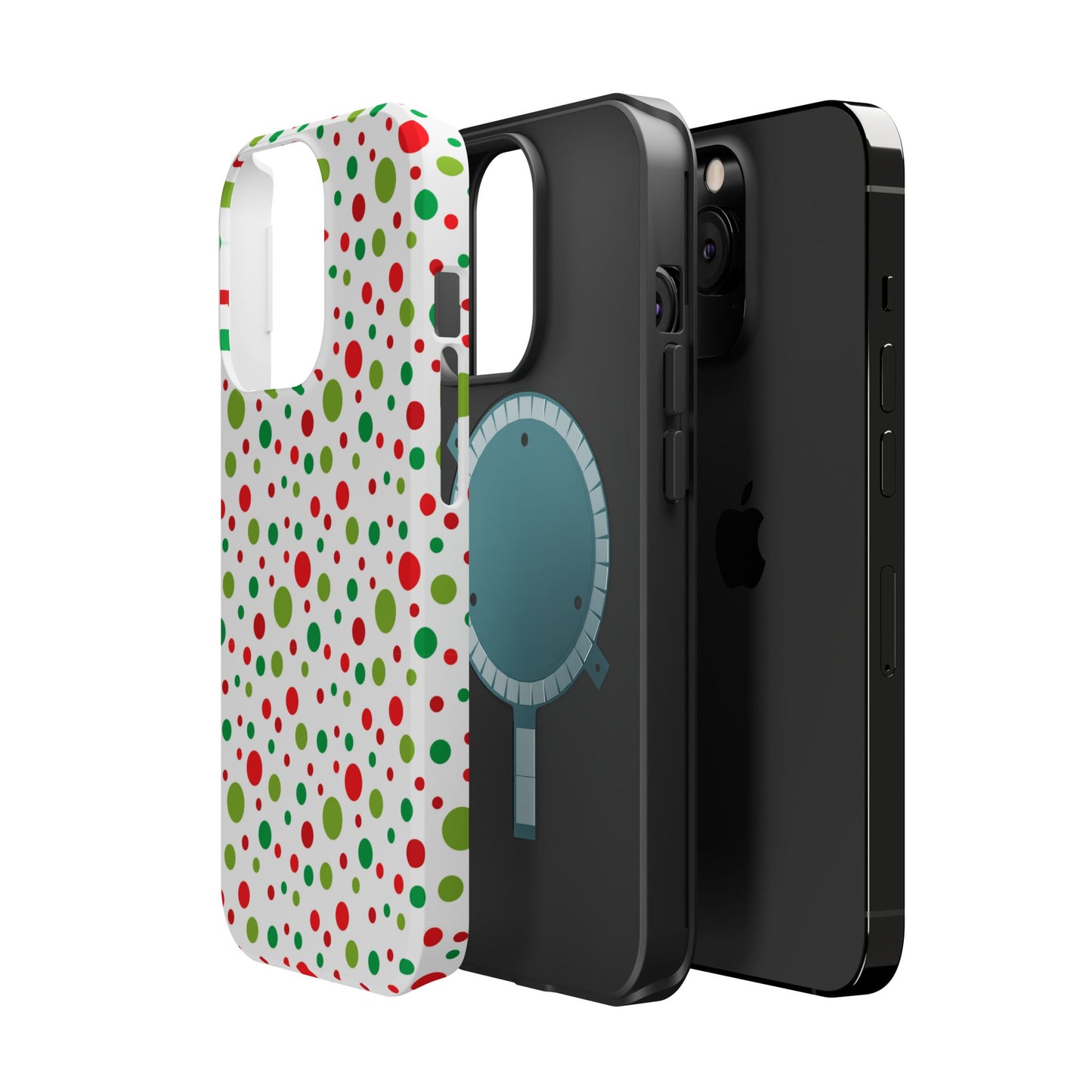 Red & Green Christmas Polka Dots – MagSafe iPhone Case