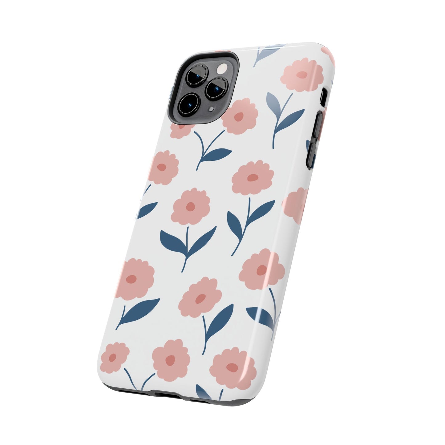 Playful Pink Floral Tough iPhone Case – Soft Pastel Design, Slim & Shockproof