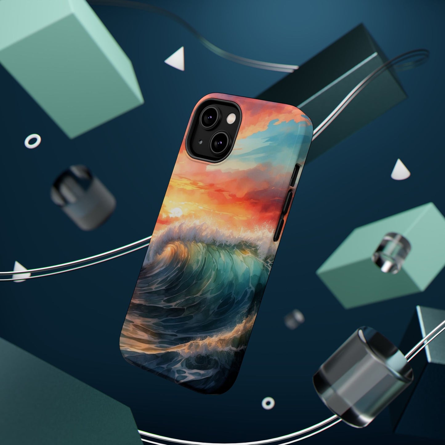 Ocean Wave Sunset MagSafe iPhone Case – Coastal Vibes Design