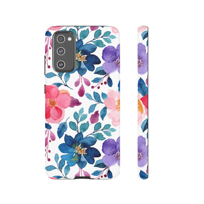 Mystic Bloom – Samsung Galaxy Case with Blue & Pink Watercolor Florals