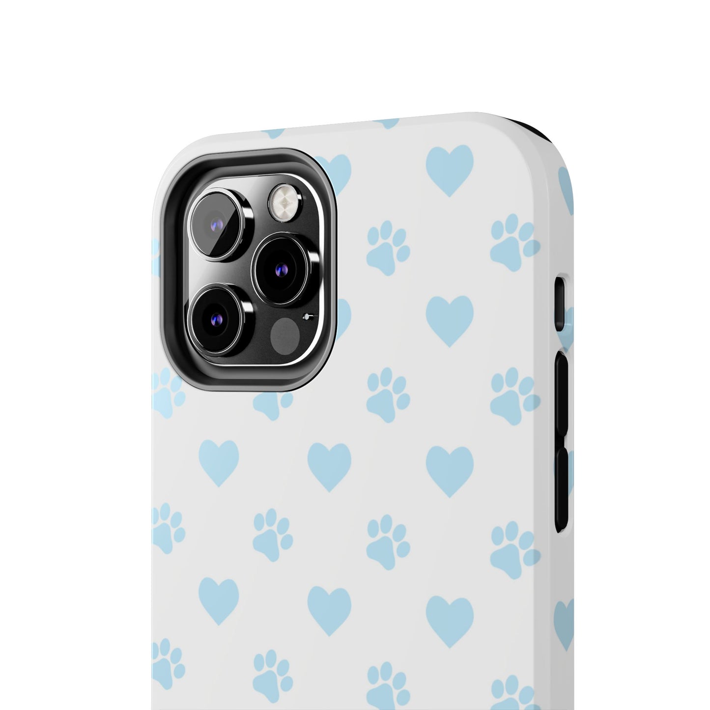 Light Blue Paw Prints & Hearts – iPhone Case for Animal Lovers