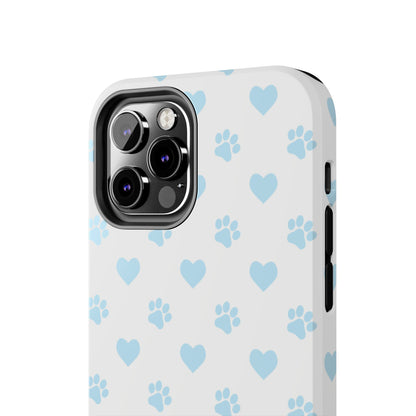 Light Blue Paw Prints & Hearts – iPhone Case for Animal Lovers