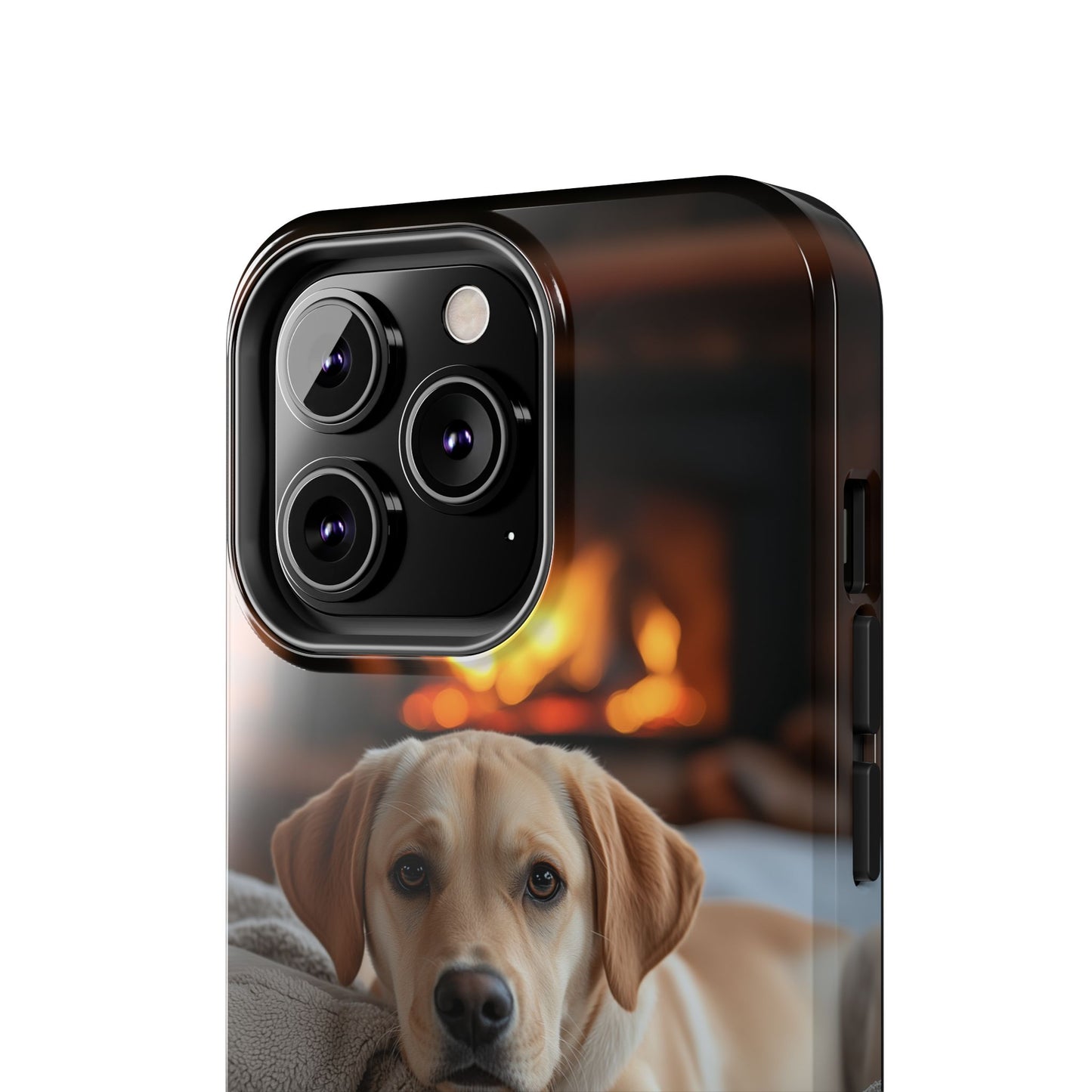 Cozy Golden Retriever by the Fireplace - iPhone Series Case