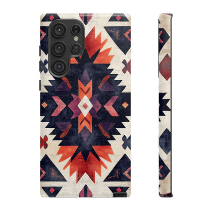 Boho Tribal Starburst Tough Samsung Galaxy  Case – Vibrant Geometric Design, Dual-Layer Protection