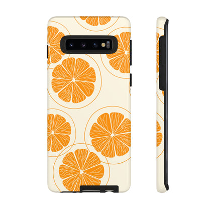 Citrus Burst Pattern Tough Samsung Galaxy  Case – Bold Orange Design, Shockproof Protection
