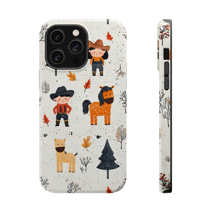 Cowboy Adventures Tough MagSafe iPhone Case – Cute Western Theme, Dual-Layer Protection