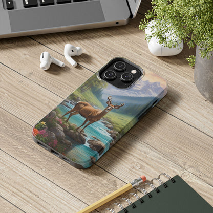 Alpine Serenity – Stag in Mountain Bliss iPhone Cases