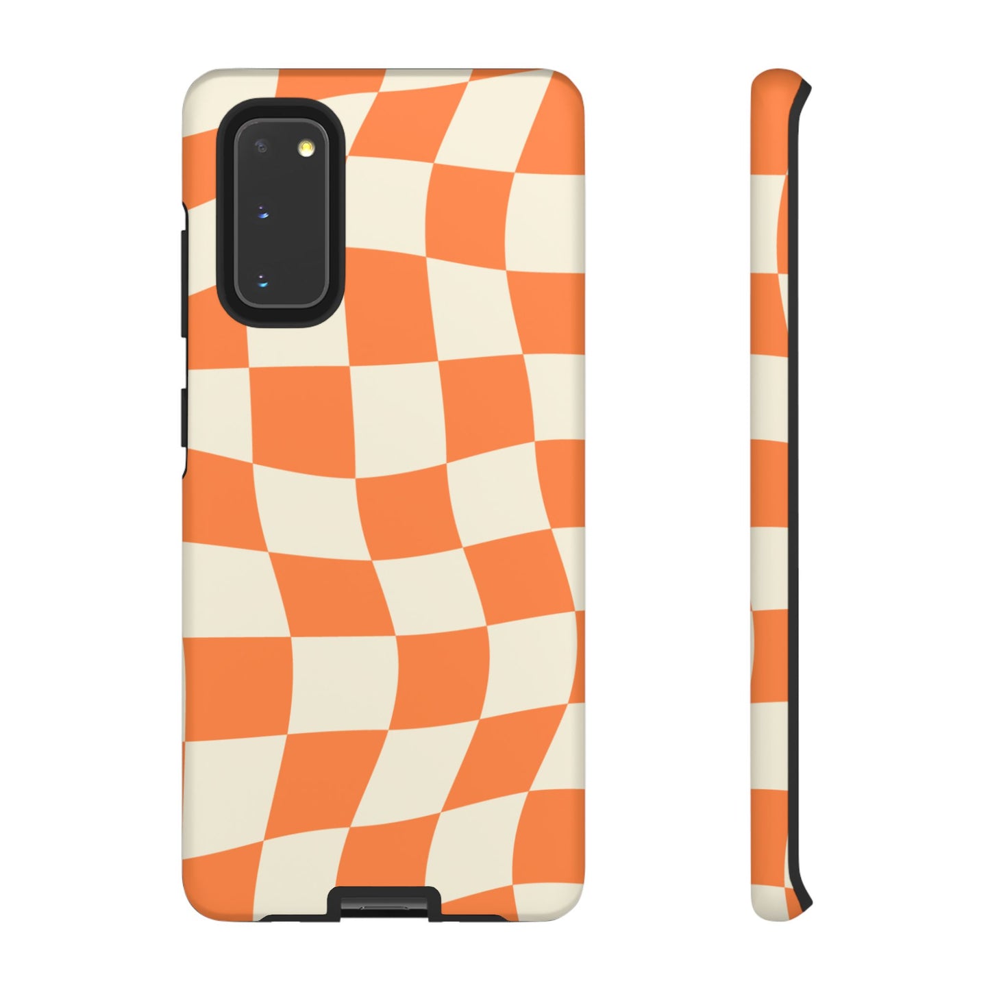 Wavy Retro Checkerboard Samsung Galaxy Case – Shockproof, Matte Finish, Dual-Layer Protection