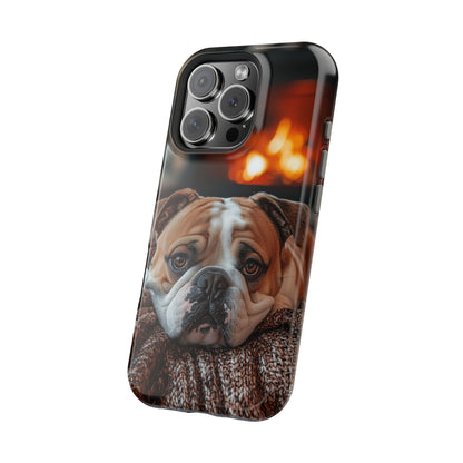 Cozy Bulldog MagSafe Case – Fireside-Inspired Protective Cover