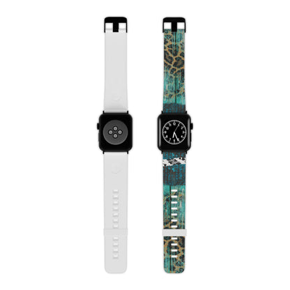 Turquoise Rustic Leopard Wood Apple Watch Band