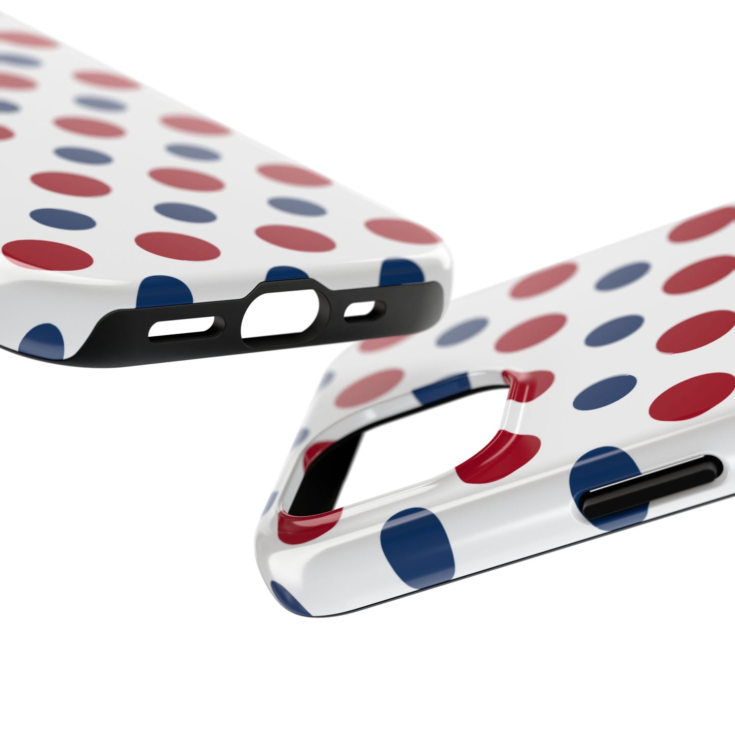 Patriotic Navy, White, and Red Polka Dot iPhone Case